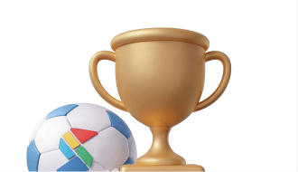 Trophy and soccer ball