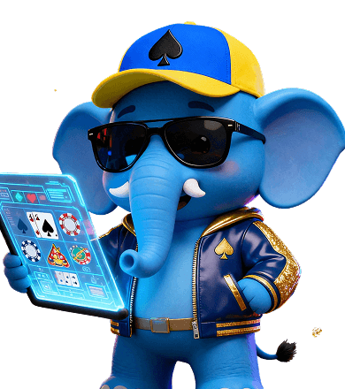 Elephant mascot with poker cards